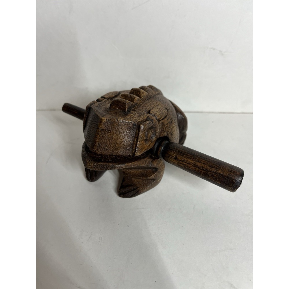 Hand Carved Wooden Wood Frog Percussion Musical Instrument 4" Inches‎ Long